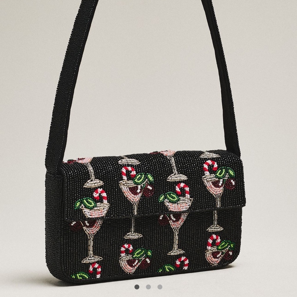Anthropologie Fiona Beaded Bag Candy Cane Drink